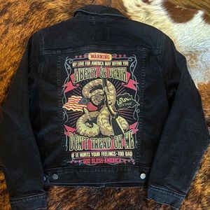 Custom Jean jacket, don’t tread on me, freedom isn’t free